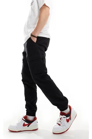 Only & Sons Pantalones cargo negros de corte tapered con bajos ajustados de