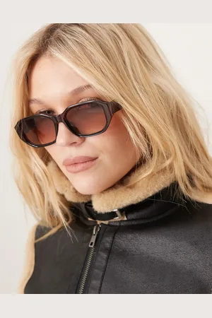 ASOS Gafas de sol marrones hexagonales con detalle biselado de