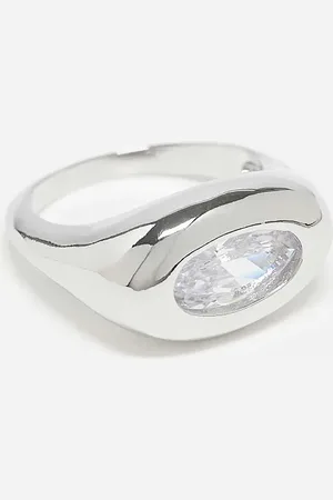 ASOS Anillo tipo sello con diseño efecto fundido y detalle de cristal de