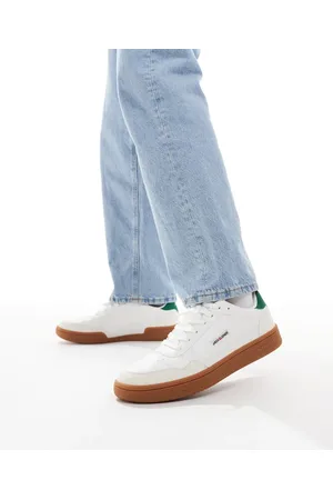 JACK & JONES Zapatillas de deporte blancas con detalles verdes y suela de goma de