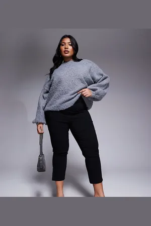 In The Style Pantalones capri negros con abertura lateral de bengalina exclusivos de x Natalya Wright