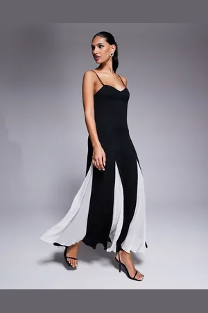 Forever New Vestido largo con diseño en contraste de -Negro