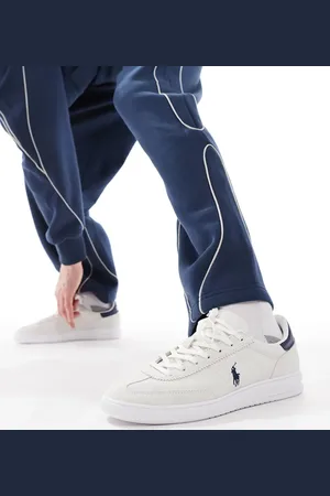 Ralph Lauren Zapatillas de deporte blanco hueso y azul marino Heritage Court 110 de