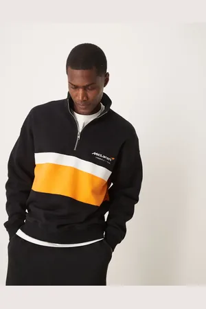 Abercrombie & Fitch Sudadera negra con solapas y cremallera corta Formula 1 McLaren de