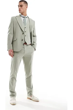 ASOS Pantalones de traje de corte slim de mezcla de lino de