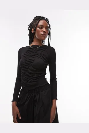 Topshop Top fruncido de manga larga en de