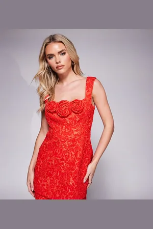 Forever New Vestido corto estructurado con detalle de rosas de jacquard de