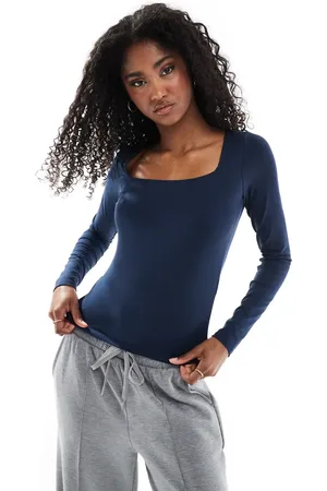 Hollister Top de manga larga con escote cuadrado de