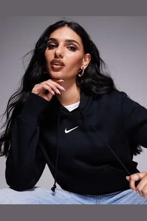 Nike Sudadera negra con capucha Phoenix Fleece de