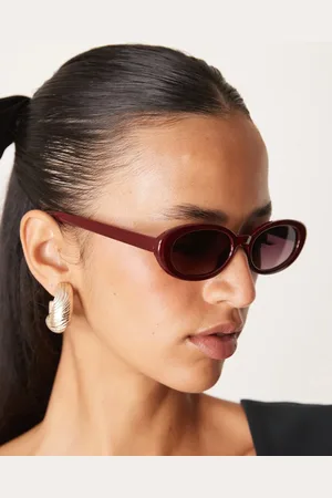 ASOS Gafas de sol estrechas ovaladas de -Rojo