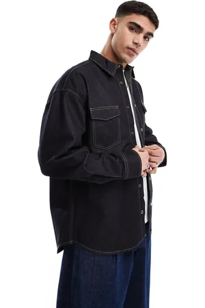 JACK & JONES Chaqueta vaquera estilo camisa con lavado enjuagado de -Azul