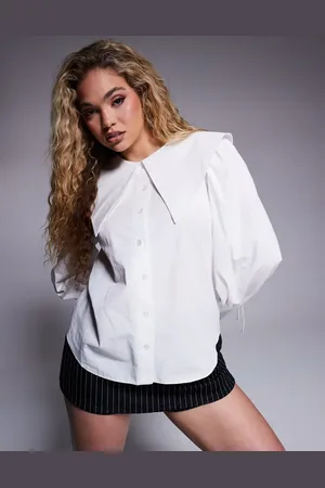 River Island Camisa blanca con cuello de solapas de