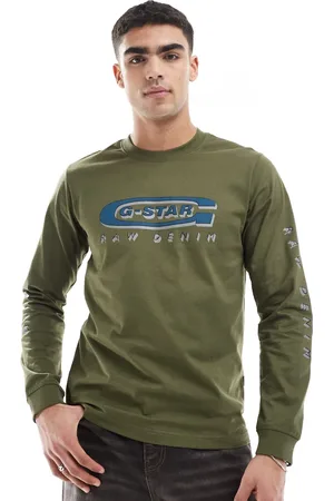 G-Star Camiseta caqui de manga larga con logo Old Skool de