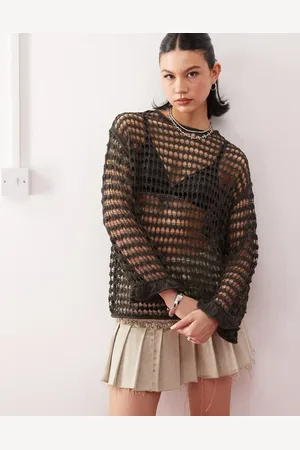 Weekday Jersey extragrande con detalle de volantes en las mangas de punto calado Diara de