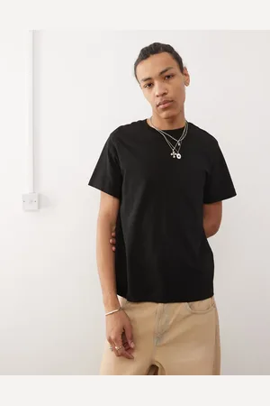 Weekday Camiseta negra de corte cuadrado de tejido grueso de