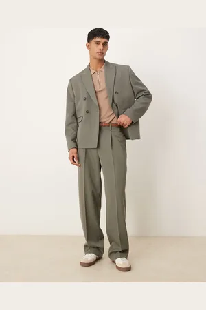 ASOS Pantalones de traje verdes de pernera ancha de