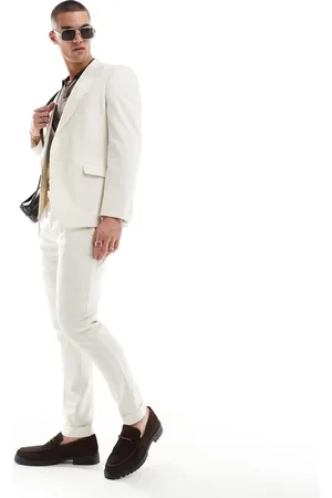 ASOS Chinos de traje color de corte pitillo de mezcla de lino de -Blanco