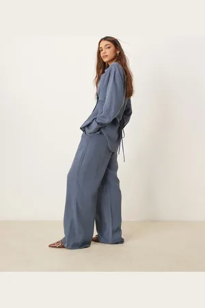ASOS Pantalones dad azul lavado de pernera ancha de (parte de un conjunto)