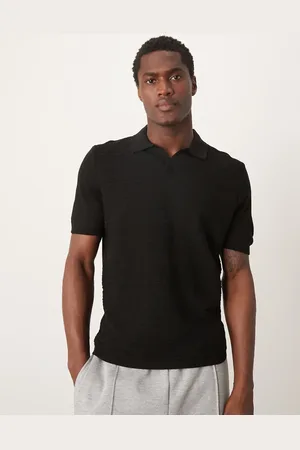 ASOS Polo jaspeado de corte cuadrado de punto ligero texturizado de