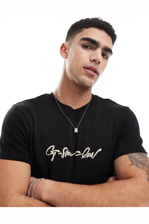 G-Star Camiseta negra con logo estampado de texto de