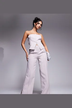 Kaiia Pantalones de sastre claro de pernera ancha con detalle de costuras exclusivos de (parte de un conjunto)