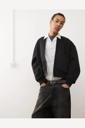 Weekday Chaqueta bomber negra extragrande de tejido efecto neopreno Sammy de