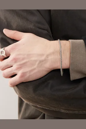 FADED FUTURE Pulsera plateada de cadena efecto cuerda de