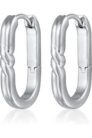 Elli Pendientes plateados de estilo criollo ovalados sencillos para mujer de