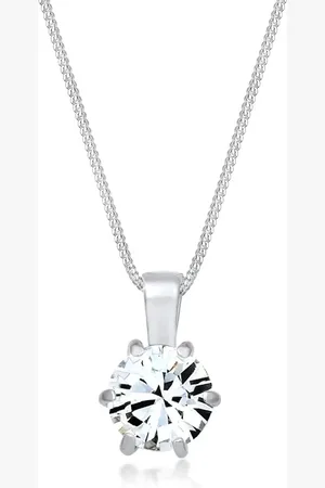 Elli Collar de cadena barbada con colgante de cristal de plata de ley 925 para mujer de