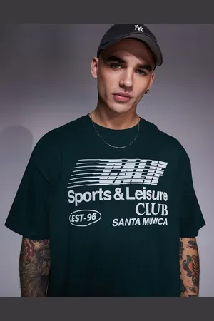 ASOS Camiseta verde extragrande con estampado delantero "Sports Club" de