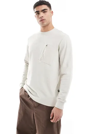 G-Star Camiseta hueso de manga larga con bolsillo de parche con cremallera de punto gofrado de