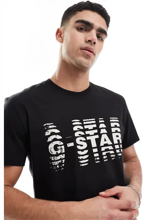 G-Star Camiseta negra con estampado fragmentado del logo de