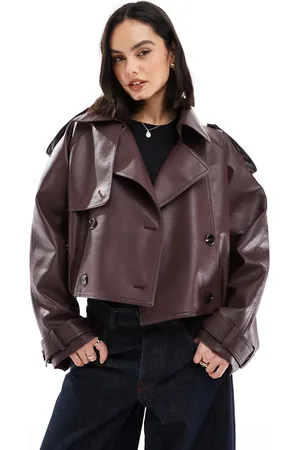 ASOS Gabardina chocolate de estilo bomber de tejido efecto cuero de