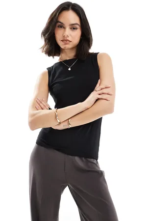 VERO MODA Top sin mangas con cuello barco de punto liso de