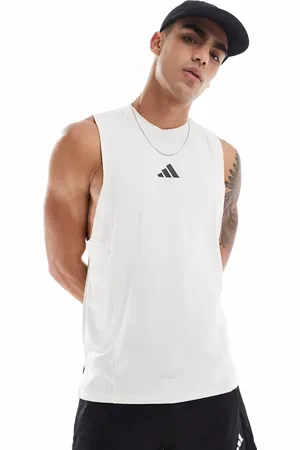 adidas Camiseta blanca sin mangas de alta intensidad de adidas Training-Blanco