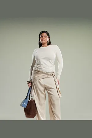 ASOS Pantalones color de corte tapered con detalle cruzado de Curve-Verde