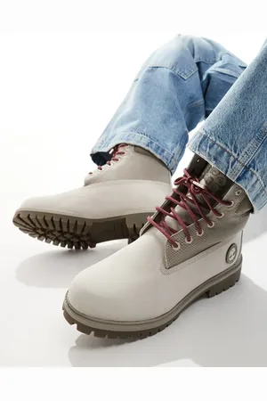 Timberland Botas de 6" blancas impermeables con cordones de nobuk de -Blanco