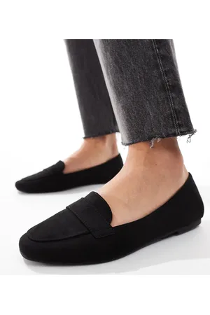 ASOS Mocasines negros estilo bailarinas de antelina Lilie de