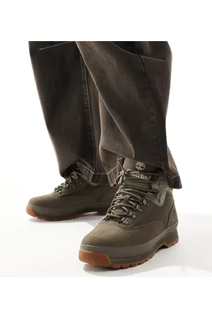 Timberland Botas verde oliva de media caña con cordones de cuero nobuk de