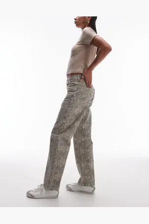 Topshop Pantalones multicolores de pernera recta con estampado de serpiente de