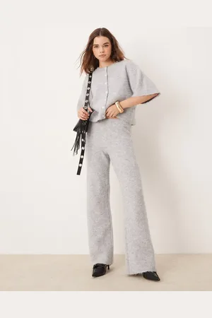 Pretty Lavish Pantalones grises de canalé de (parte de un conjunto)