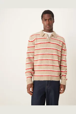 ASOS Jersey color a rayas de corte cuadrado holgado con cuello tipo polo de punto texturizado de -Verde