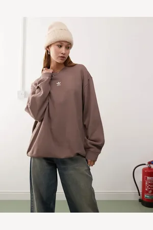 adidas Sudadera marrón extragrande de felpa rizada Essentials de