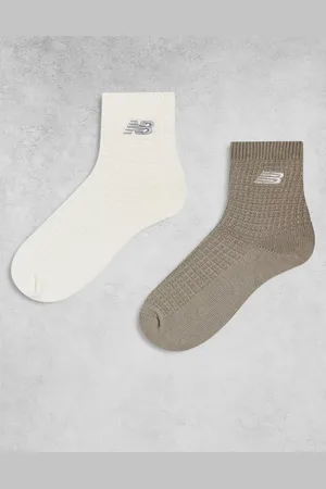 New Balance Pack de 2 pares de calcetines tobilleros de color crema y de punto gofrado de -Neutro
