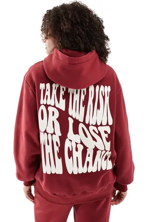 Sixth June Sudadera con capucha y estampado de cita en la espalda de (parte de un conjunto)-Rojo