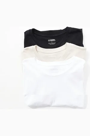 JJ Pack de 3 camisetas de color negro, blanco y beis extragrande de