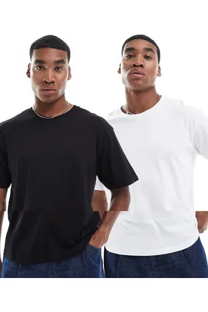 JJ Pack de 2 camisetas de color negro y blanco extragrandes de