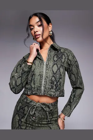 Liquor N Poker Chaqueta corta con estampado de serpiente de (parte de un conjunto)-Verde
