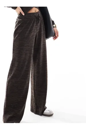 VERO MODA Pantalones marrón melange de pernera ancha de punto liso de (parte de un conjunto)