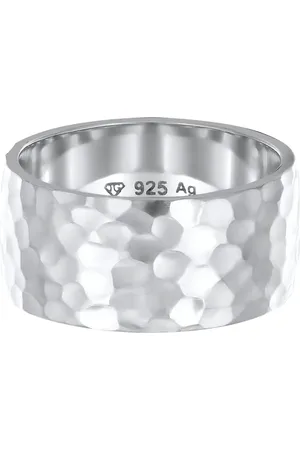 Elli Anillo básico para mujer con acabado repujado de plata de ley 925 de